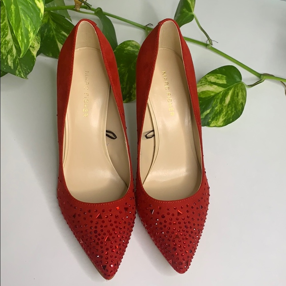 NEW Marc Fisher Red rhinestone stiletto heels